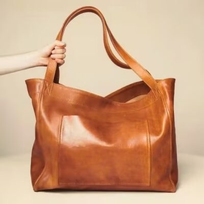 Large Capacity Oil Wax Tote Bags for Women - Image 6