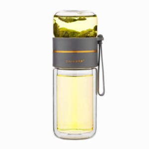 Double Wall Glass Water Bottle With Tea Infuser Filter