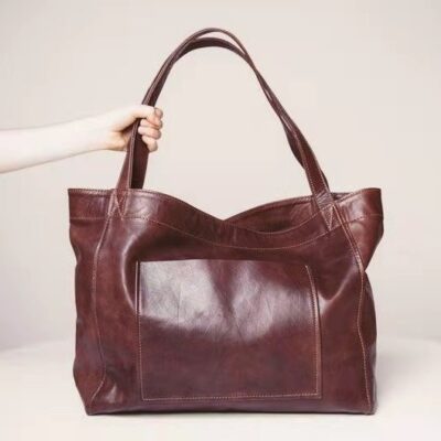 Large Capacity Oil Wax Tote Bags for Women - Image 4