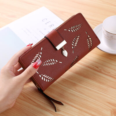 Women's wallet hollow leaf card package - Image 3