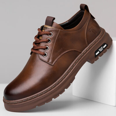 Retro Outdoor Men's Shoes Big Toe Casual Leather Shoes - Image 5