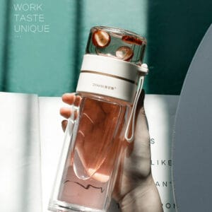 Double Wall Glass Water Bottle With Tea Infuser Filter
