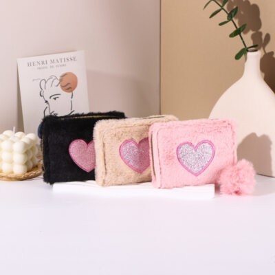 Plush Coin Purse Love Embroidered Zipper - Image 8