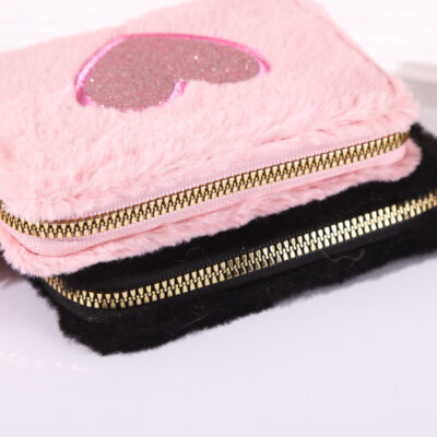 Plush Coin Purse Love Embroidered Zipper - Image 9