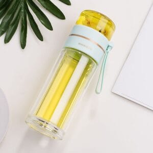 Double Wall Glass Water Bottle With Tea Infuser Filter