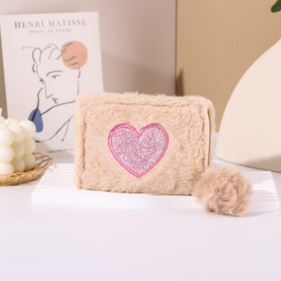Plush Coin Purse Love Embroidered Zipper - Image 6