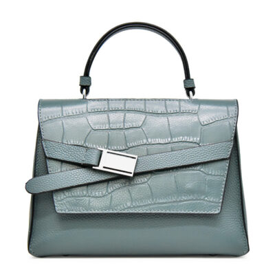 Elegant Lightweight Leather Alligator Print Handbag - Image 6