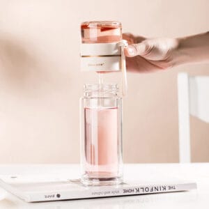 Double Wall Glass Water Bottle With Tea Infuser Filter
