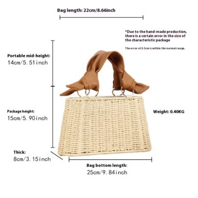 Seaside Vacation Versatile Portable PU Straw Material Bag - Image 7