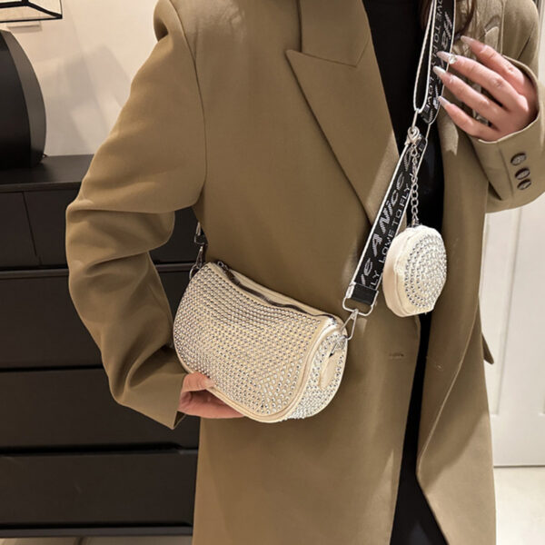 Rhinestone Shoulder Bag With Small Purse - Image 3