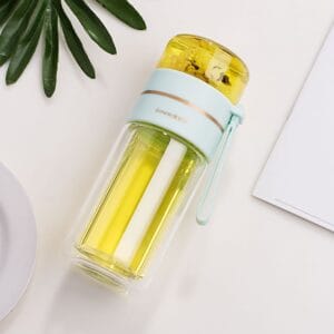 Double Wall Glass Water Bottle With Tea Infuser Filter