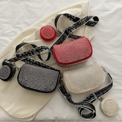 Rhinestone Shoulder Bag With Small Purse - Image 4