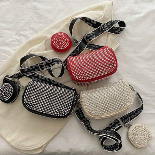Rhinestone Shoulder Bag With Small Purse - Image 4