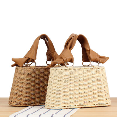 Seaside Vacation Versatile Portable PU Straw Material Bag