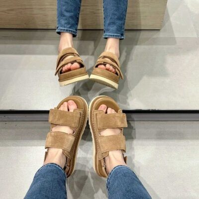 Women's Plus Size Peep Toe Suede Platform Sandals