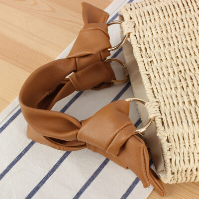 Seaside Vacation Versatile Portable PU Straw Material Bag - Image 3
