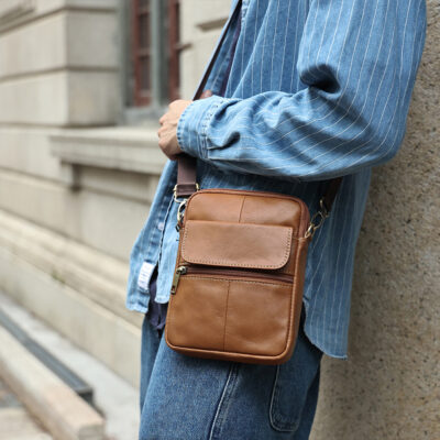 Men's Genuine Leather Crossbody Shoulder Bag - Image 2