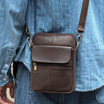 Men's Genuine Leather Crossbody Shoulder Bag - Image 5