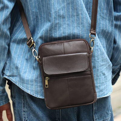 Men's Genuine Leather Crossbody Shoulder Bag - Image 3