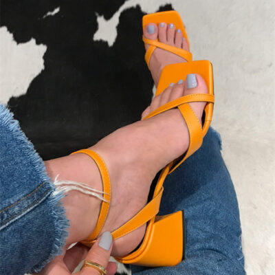 Thick Heel Toe Covering Women's Buckle Sandals - Image 5