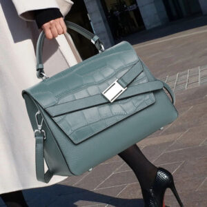 Elegant Lightweight Leather Alligator Print Handbag