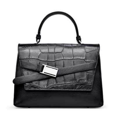 Elegant Lightweight Leather Alligator Print Handbag - Image 3