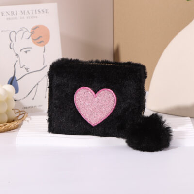 Plush Coin Purse Love Embroidered Zipper - Image 4