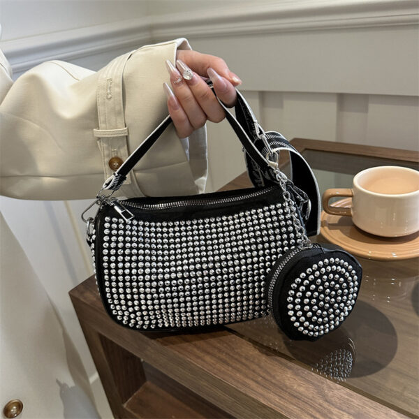 Rhinestone Shoulder Bag With Small Purse - Image 9