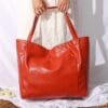 Large Capacity Oil Wax Tote Bag for Women