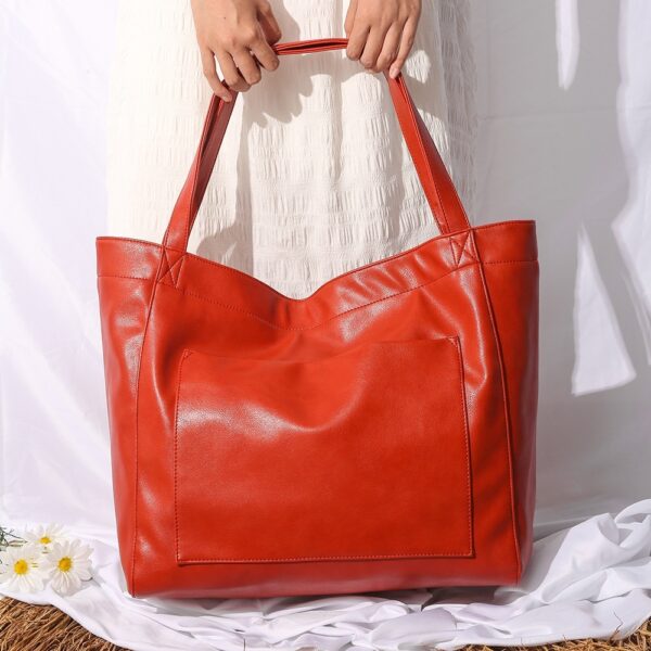 Large Capacity Oil Wax Tote Bags for Women - Image 8