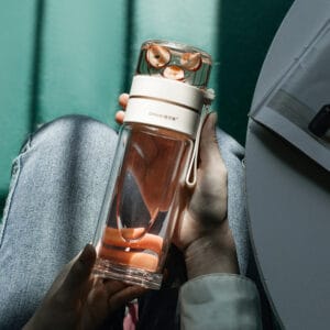 Double Wall Glass Water Bottle With Tea Infuser Filter