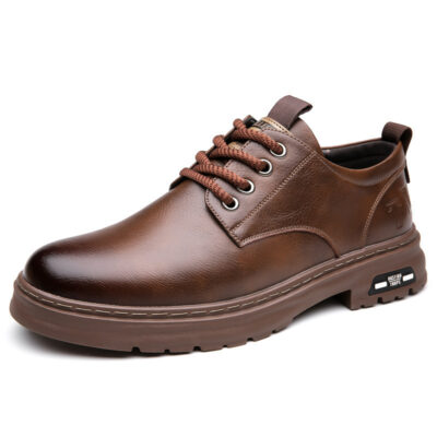 Retro Outdoor Men's Shoes Big Toe Casual Leather Shoes - Image 4